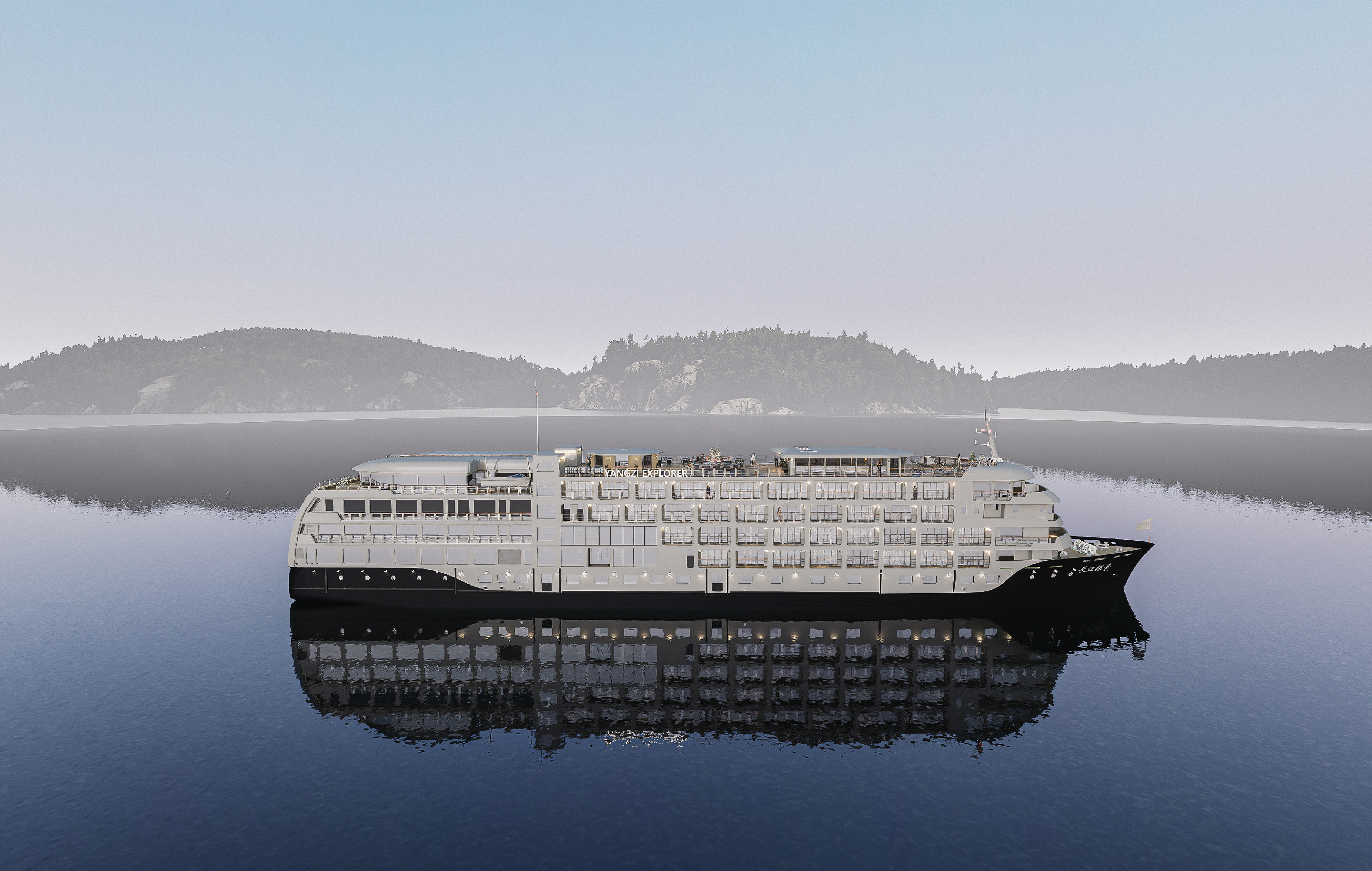 重庆两江夜游游船，装饰华丽的游船，两岸灯光璀璨，夜景迷人